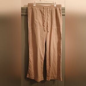 GAP Khaki-Wide Leg- Ribbed Waistband Pants in Light Tan